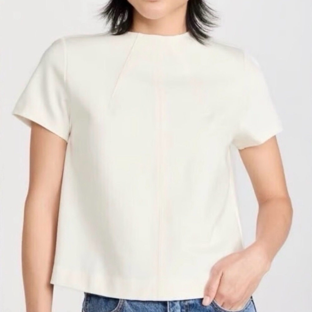 SPANX Short Sleeve Crewneck Tee in Cream XL